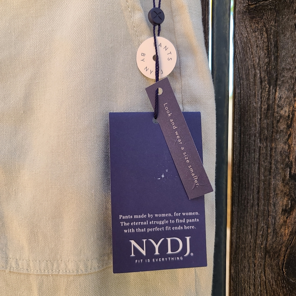 NYDJ Linen Blend Utility Pants 4 Feather Cropped Cargo Ankle Capri - Picture 9 of 14